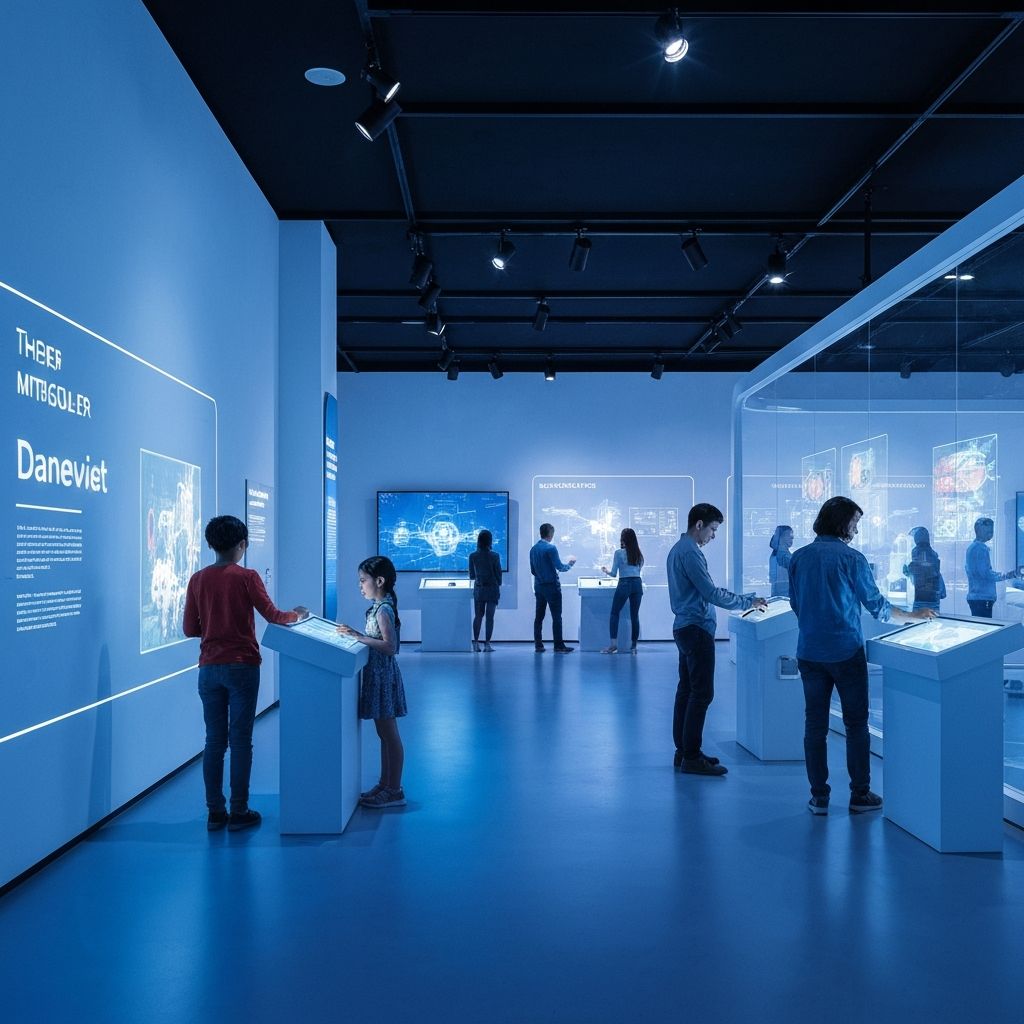 Interactive museum exhibit with holographic technology